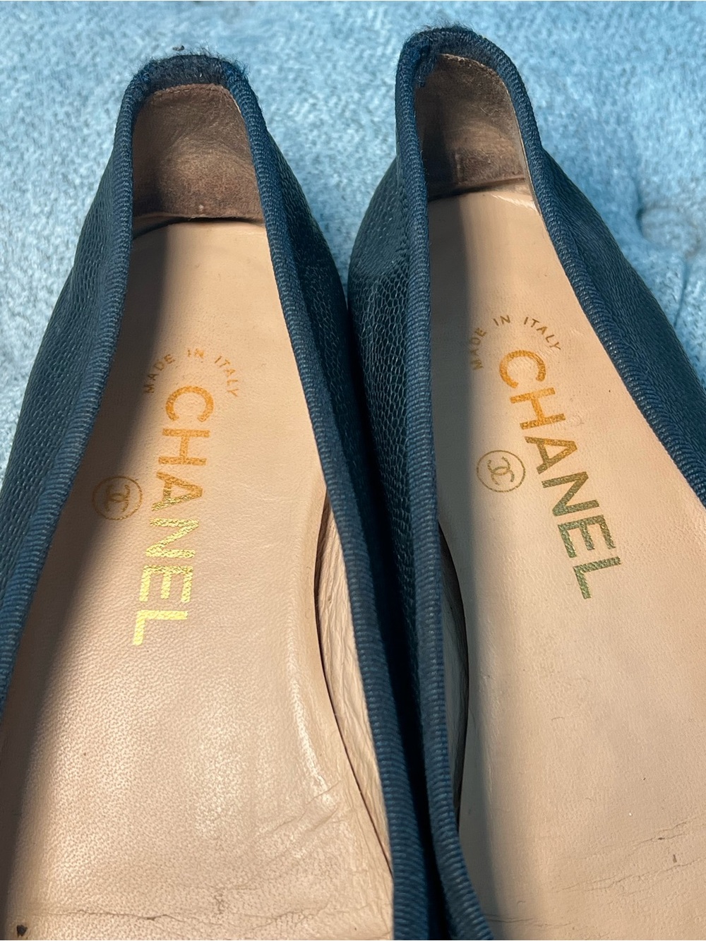 CHANEL Navy Caviar Leather Ballet Flats - Picture 8 of 12